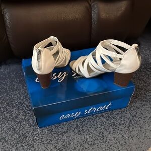 Easy Street White Sandals Strappy Design